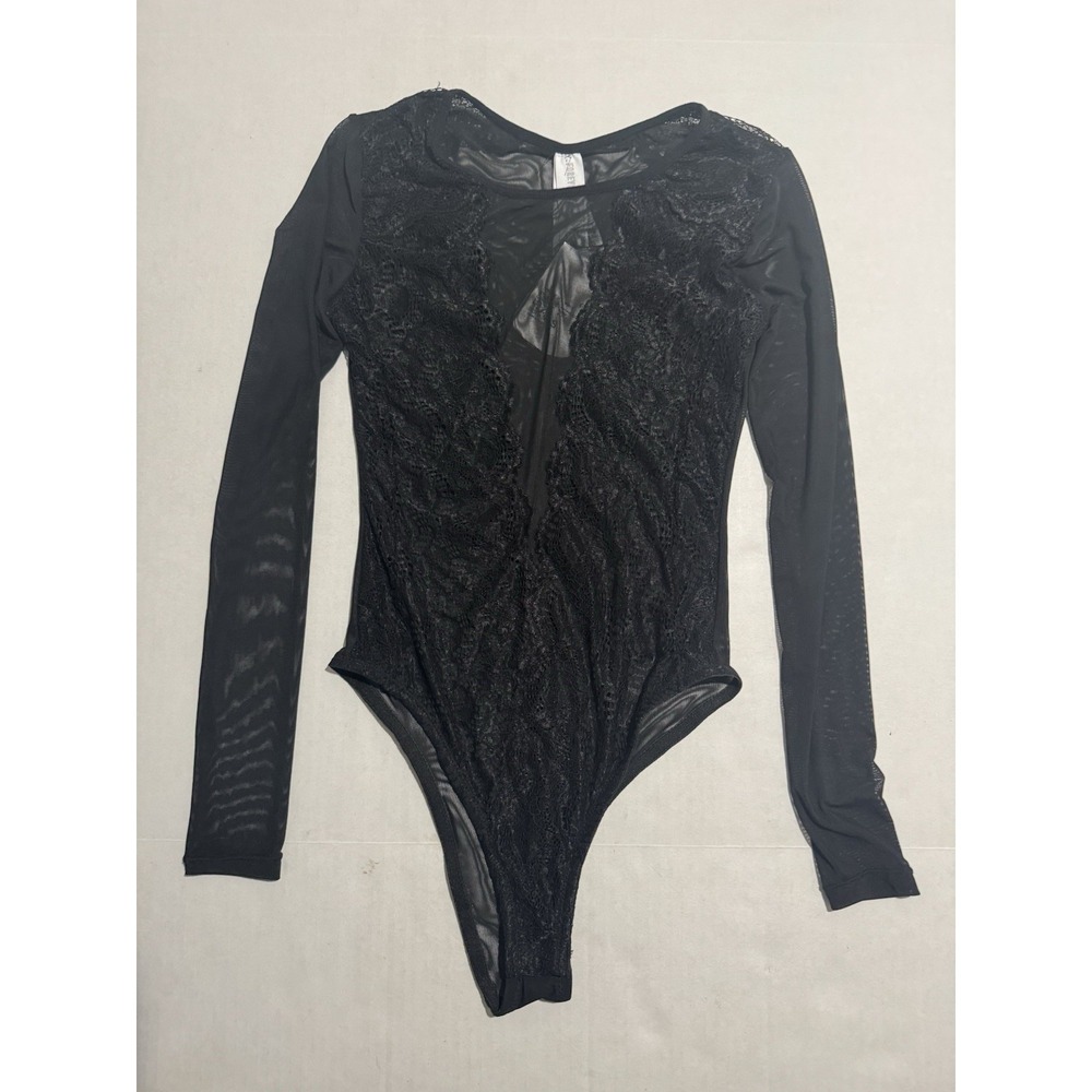 Forever 21 Black Lacey Embroidered Leotard, Women's Small NWT